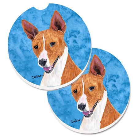 Carolines Treasures Blue Basenji Set of 2 Cup Holder Car Coaster SC9124BUCARC